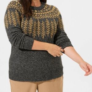 Torrid Gray Pullover Sweater Size 00 M 10 Plus NWT Polyester Geometric Crew Neck